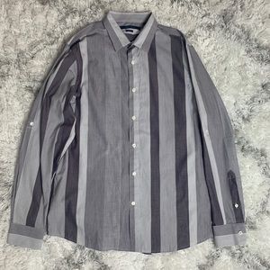 Perry Ellis Slim Fit Stripped Purple Button Down L